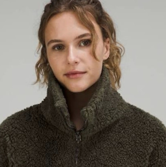Lululemon Cinchable Fleece Zip-Up Jacket 12 Olive Green Athleisure Minimalist - Picture 5 of 16